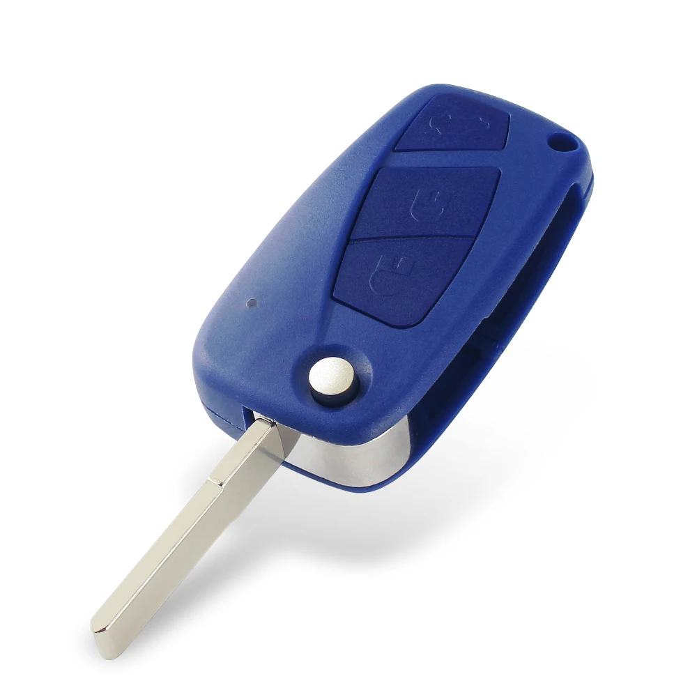 KEYYOU Car Key Shell per Fiat 500 Punto Stilo Ducato Panda Doblo Bravo pieghevole 2/3 pulsanti telecomando portachiavi lama non tagliata