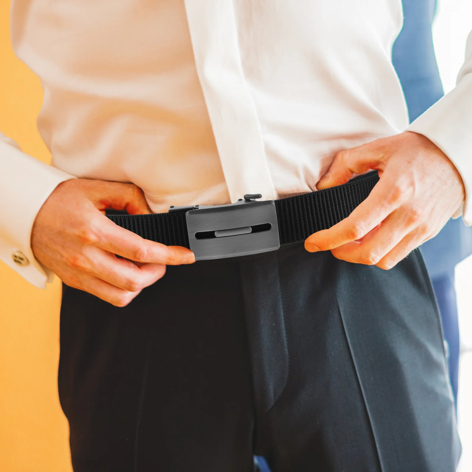 

Men's Nylon Ratchet Belt Reversible Automatic Buckle Adjustable No Holes Black for Golf Hiking Jeans Pants Ratchet Women Belt