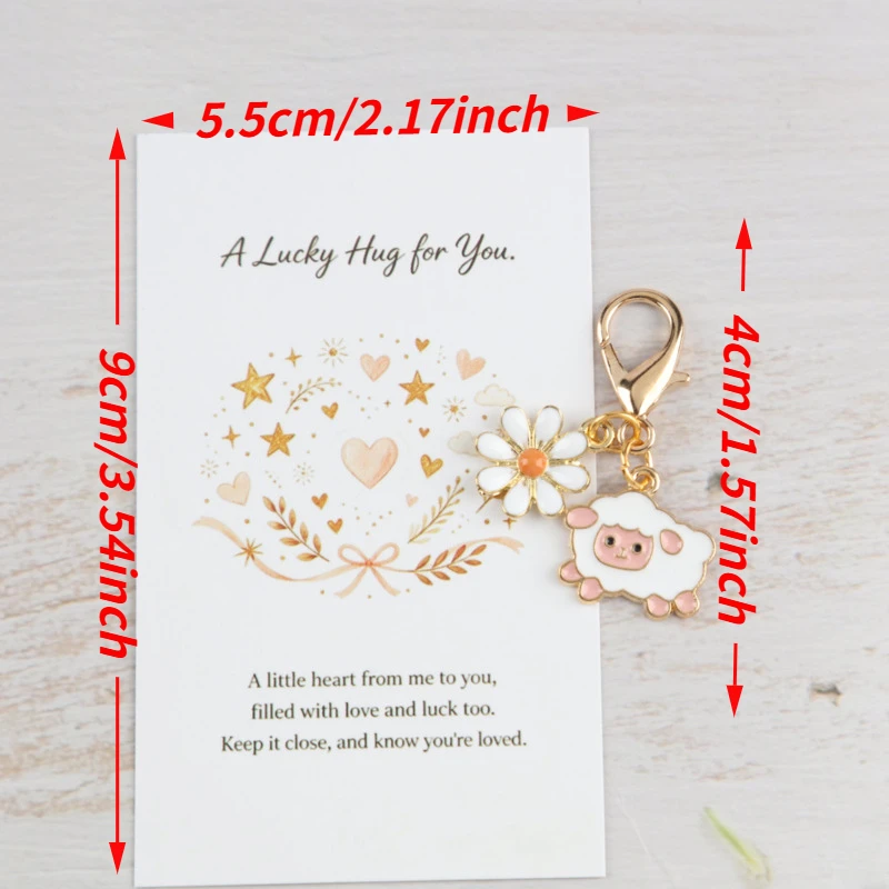 10/15pcs 2dCute Animal Series Lamb Flower Keychain Set Comes with a lucky hug card The Perfect Thanksgiving Gift The first choic