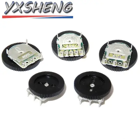 10PCS 3Pin 5Pin 16*2mm Dial Potentiometer B102 B103 B203 B503 B1K B10K B20K B50K Double Gear Tuning Potentiometer