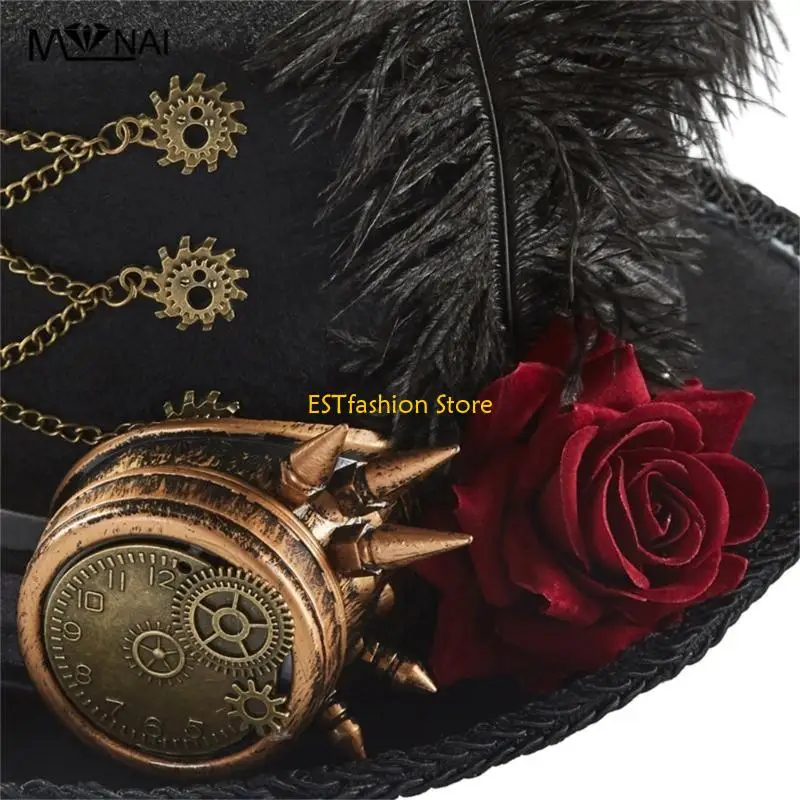 Y5GC Steampunk Top Hat For Men With Goggles Steampunk Hat Steampunk Time Hat