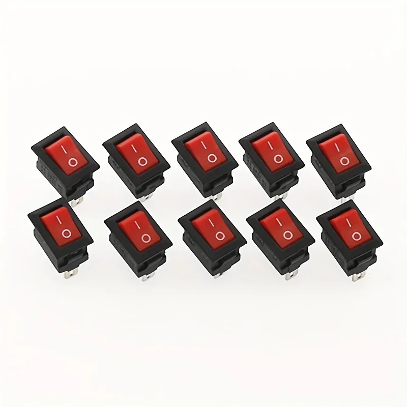 15 saklar joystick mini berkualitas tinggi SPST saklar tombol hitam dan merah AC 250V 3A/125V 6A 2-pin I/O saklar joystick 10 * 15mm