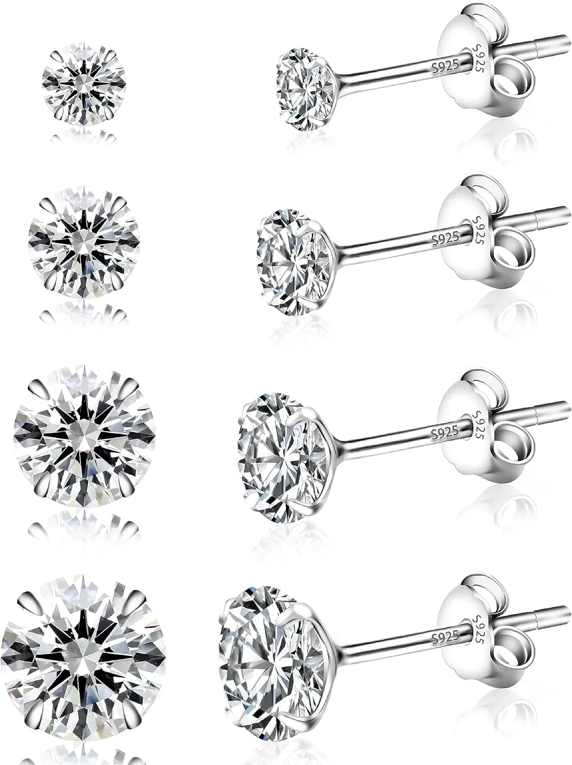 4 Pairs Sterling Si…