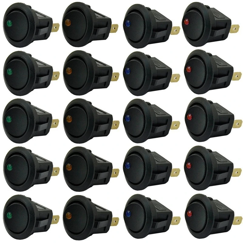20x Blue Green Yellow Red LED Dot Light 12V Car Auto ON/OFF Toggle Switch Sales