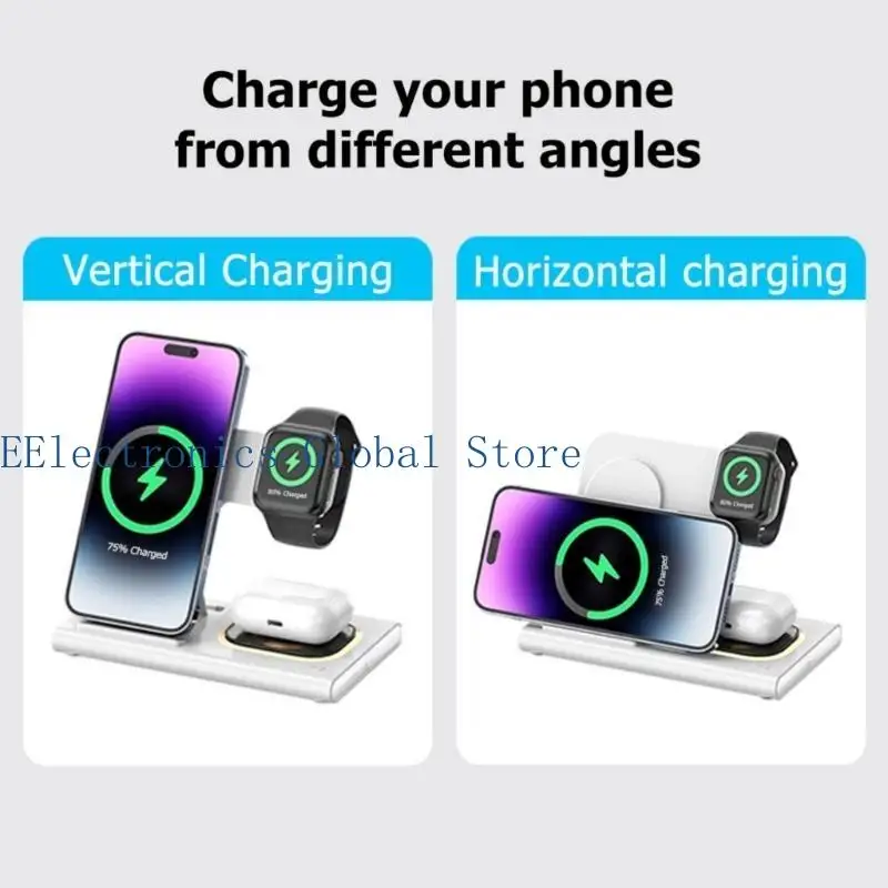 462B شحن لاسلكي فعال 3 في 1 للهاتف 16 15 14 سلسلة ساعات وسماعات أذن