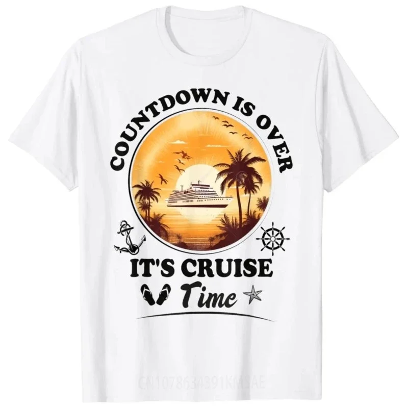 Countdown Is Over It's Cruise Time Funny Husband And Wife T-Shirt Graphic Tees Men Clothing Streetwear Ropa Hombre