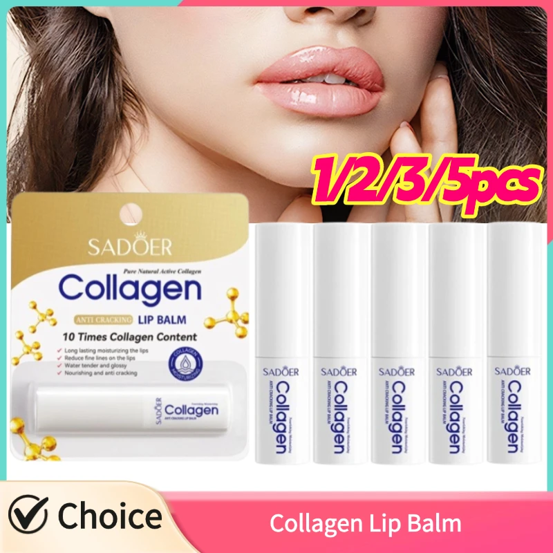 

1/2/3/5pcs SADOER Collagen Lip Balm Moisturizing Anti Cracking Brightening Repair Nourishing Hydrating Lipstick Lips Skin Care