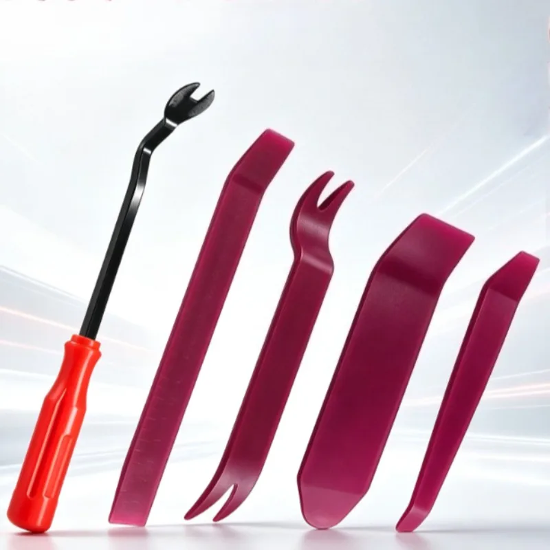 5Pcs Auto Trim Removal Tool Kit Non-Scratch Car Door Panel Pry Bar Clip Puller for Radio Dashboard Interior Repair Hand Tools