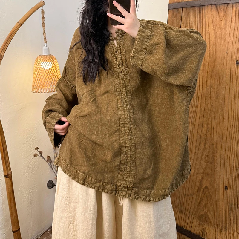 

25 New Arrival Autumn Women Loose Casual Good Quality Cotton Linen Vintage Tops Tees All-matched O-neck Batwing Sleeve T-shirt