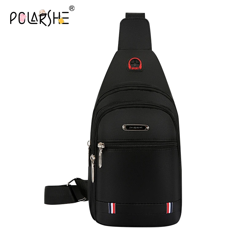 Polarshe Men\'s Shoulder Chest Bags Double Layer Large Capacity Crossbody Bags Male Business Waterproof Waist Bag Pack Messenger