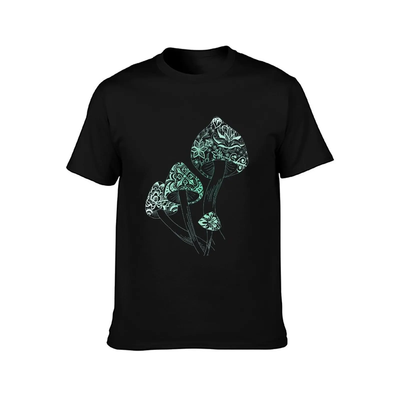 Mushroom Arabesque T-Shirt Summer Casual Cotton Tee Oversized Streetwear Tops Vintage Graphic Print Loose Fit Short Sleeve