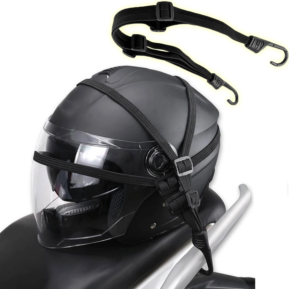 

1pc Motorcycle Back Seat Stretchable Helmet Rope Luggage 60cm/90cm Elastic Fixed Protection Strap Adjustment Cargo Net with Hook