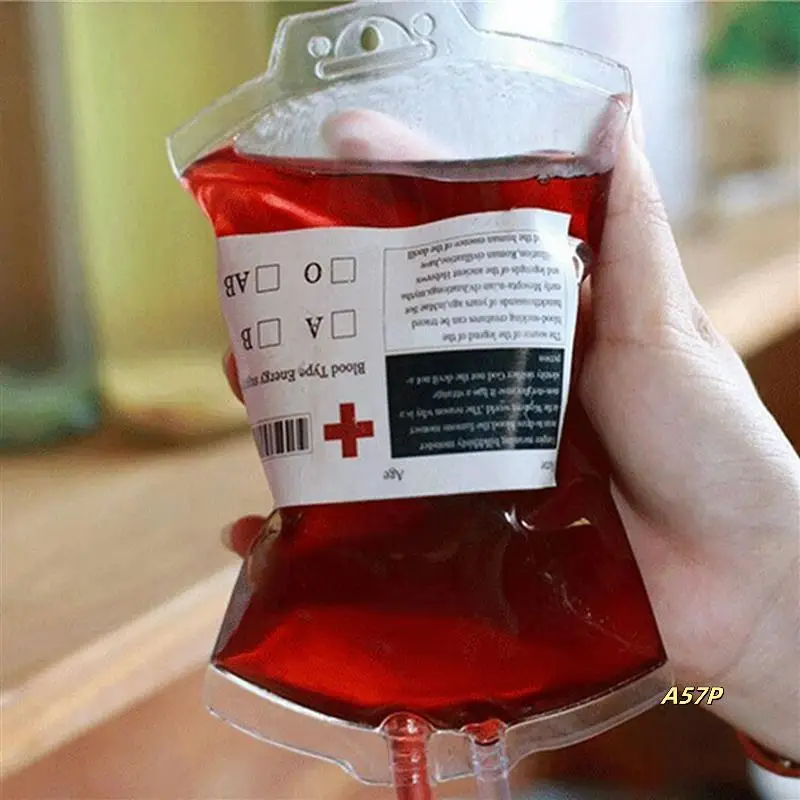 100Pcs 400ML Transparent Drink Bag With Stickers Reusable Blood Energy Bag Props Halloween Decorations