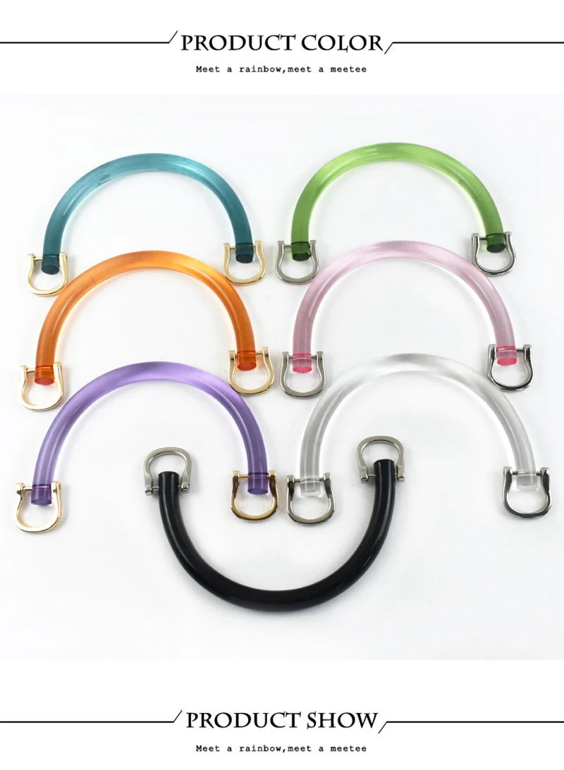 2/4Pcs U-shaped Plastic Bag Handle Acrylic Transparent Purse Frame Kiss Clasp Women Handbag Woven-bag Replace Bags Accessories