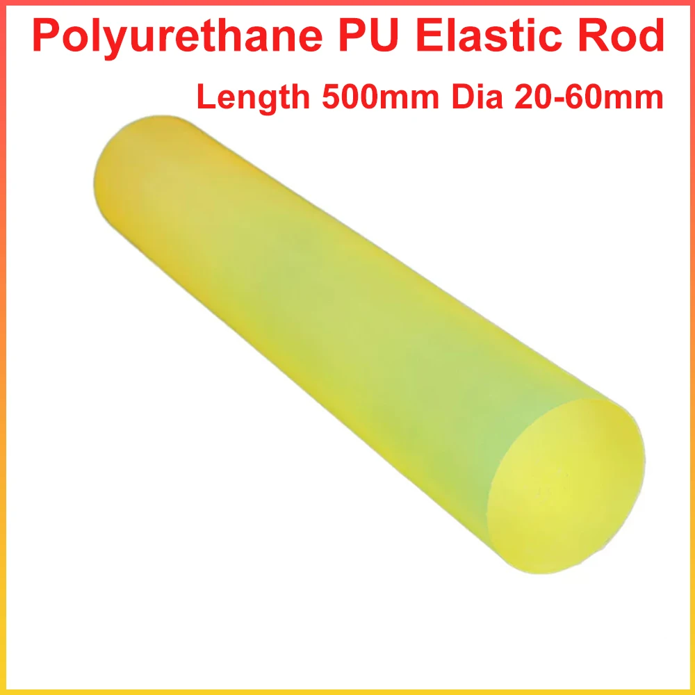 1pcs Dia 20-60mm Solid Polyurethane PU Elastic Rod Length 500mm Wear Resistant Urethane Rubber Bar Shock Absorbing DIY