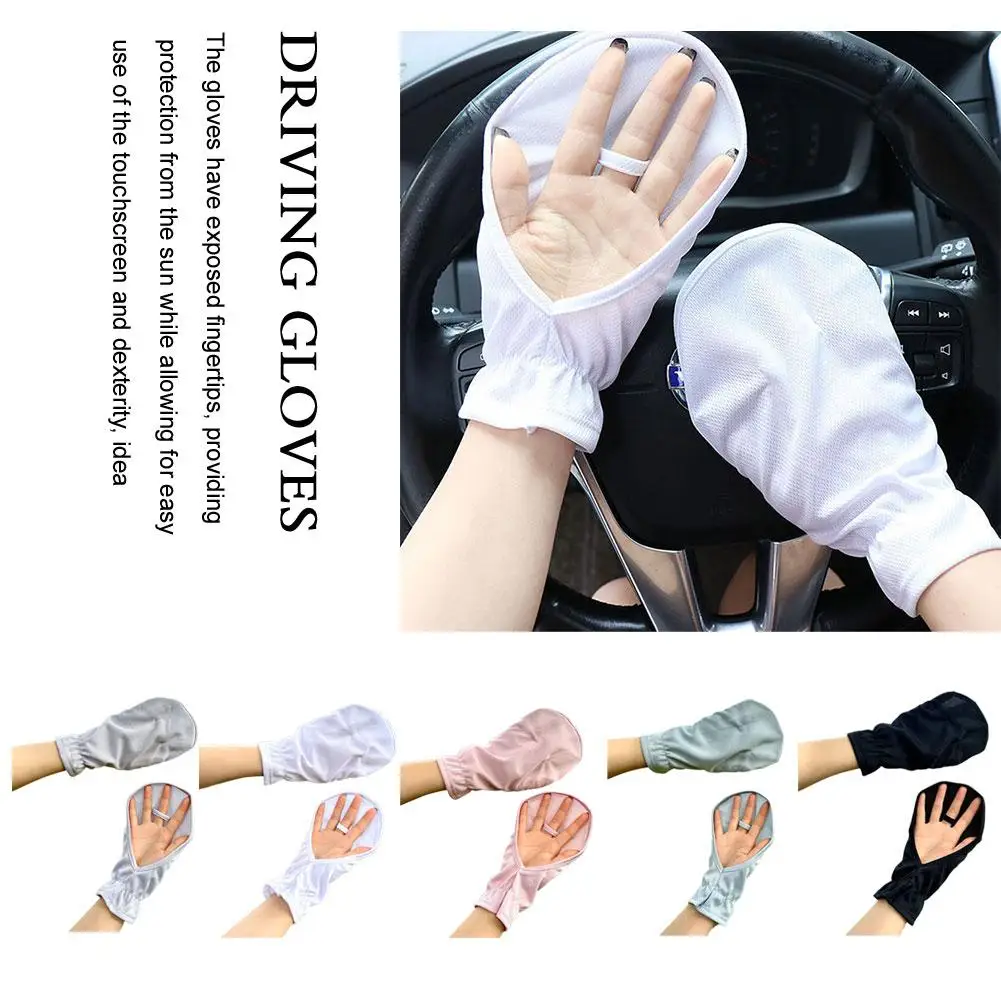 

1pair Summer Sunscreen Gloves Short Men And Women Sunshade Driving Anti-UV Fingertip Breathable Outdoor Riding Non-slip Glo H7R6