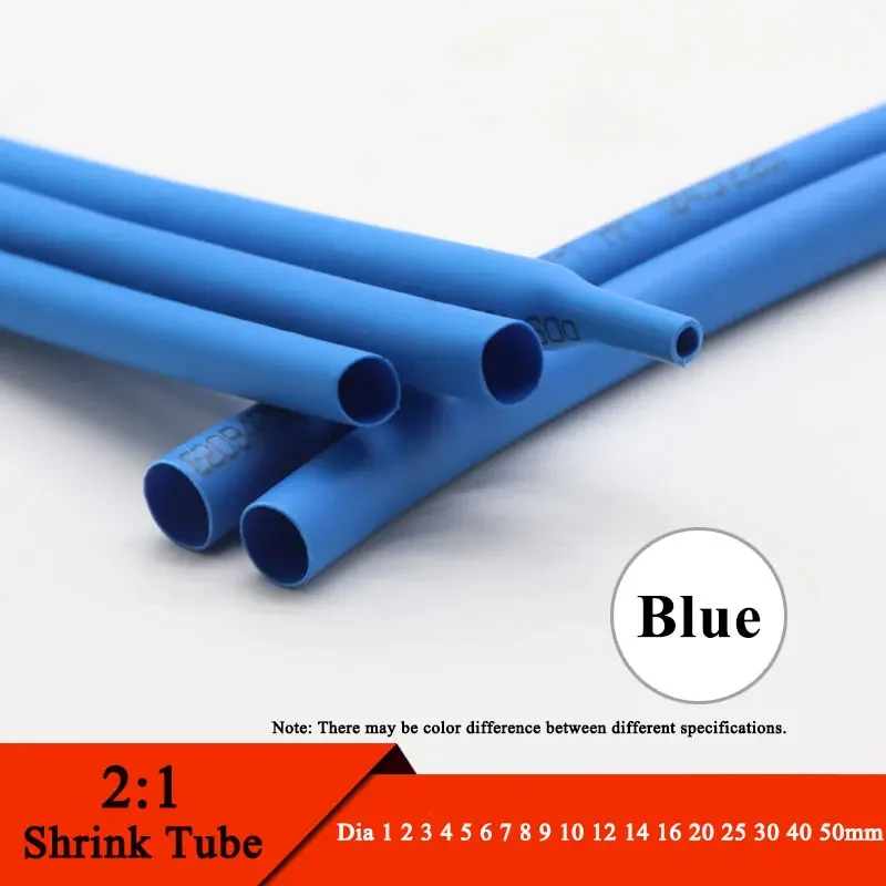 1 Meter Heat Shrink Tube Dia 1 2 3 4 5 6 7 8 9 10 12 14 16 20 25 30 40 50 mm 2:1 Polyolefin Thermal Cable Sleeve Insulated Blue