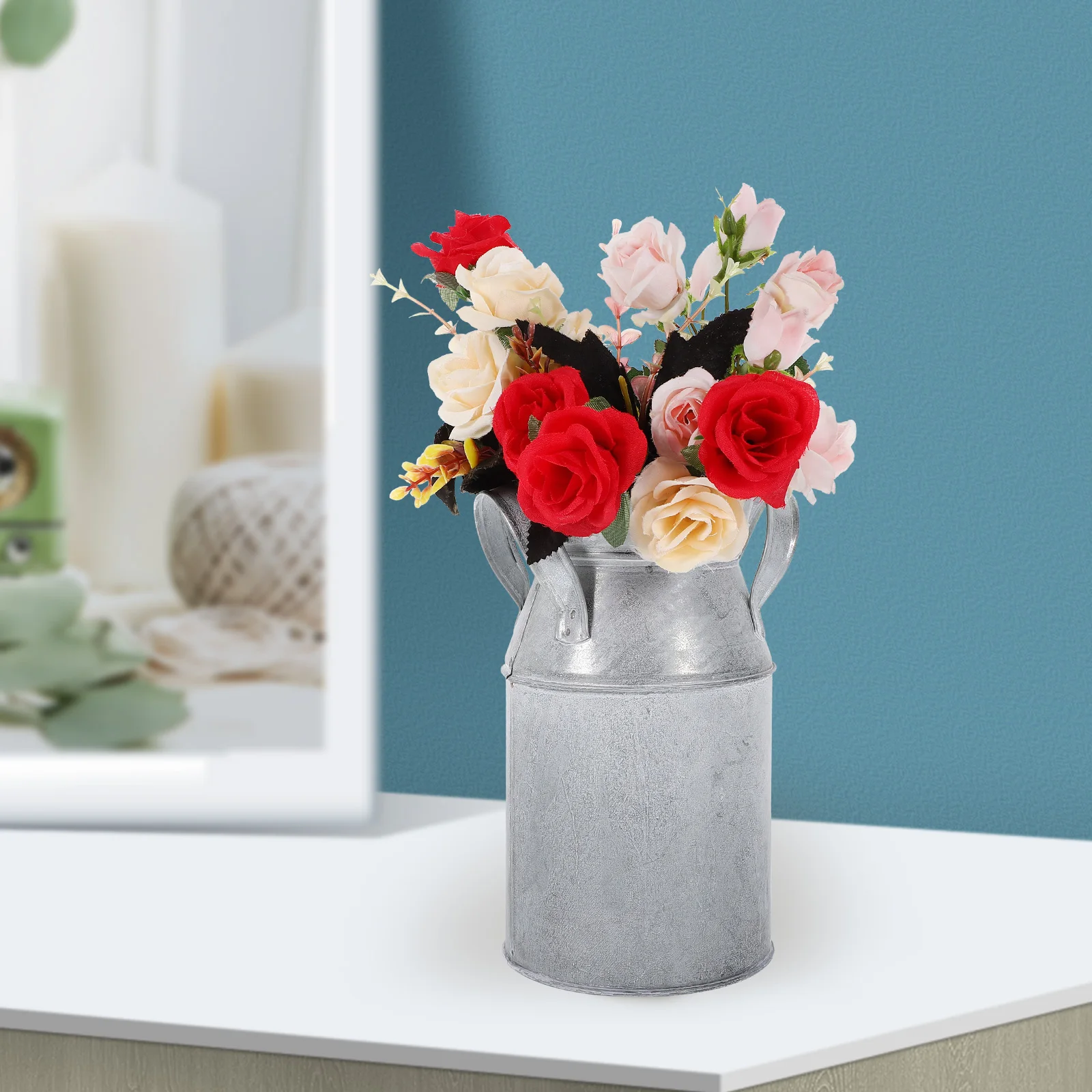 

2pcs Vintage Barrel Vase Iron Bucket Flower Barrel Planting Container Retro Vintage Home Dry Flower Pot Gardening Decor