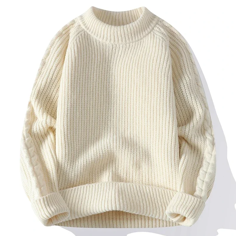 2024 Autumn Winter New Sweater Men Solid Color Knitted Pullovers Mens O Neck Loose Casual Knit Sweater Warm Pullovers Man Tops