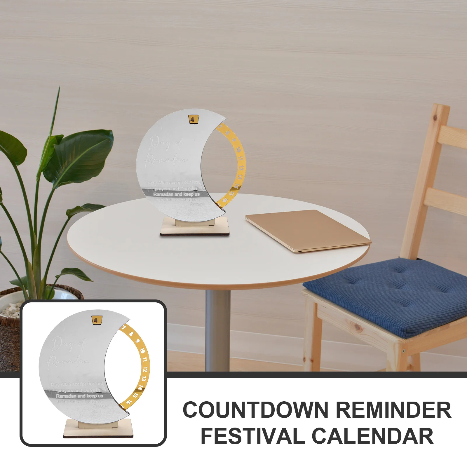 

Деревянный календарь с напоминанием о обратном отсчете, календарь фестиваля с точным вращением, этнический стиль, Рамадан, Адвент-календарь, настольный орнамент Ид