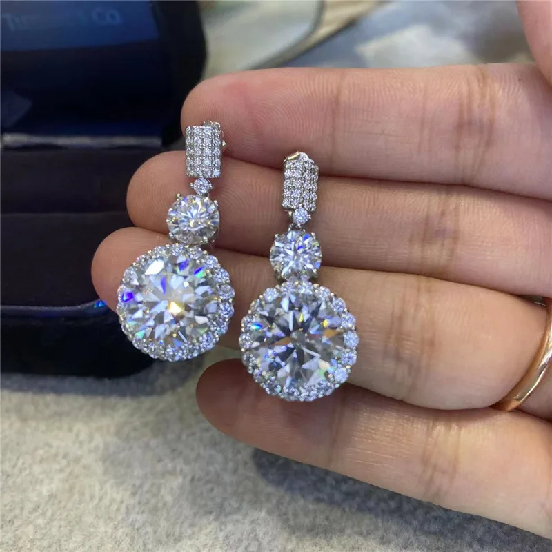 New Graceful Noble Lady Engagement Earrings with Bright Zirconia Delicate Design Elegant Female Wedding Ceremony Jewelry Gift