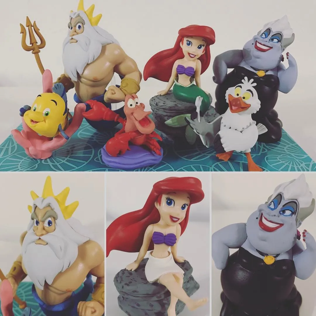 

4-8cm 6pcs/Lot The Little Mermaid Princess Ariel Sebastian Flounder Fish King Triton Scuttle Ursula Figure WCF Model Toys Gifts