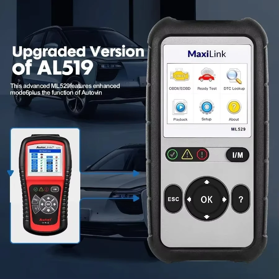 Original AUTEL Maxilink Ml529 Code Reader Lifetime Software Update For Quick DTC Turning Off Vehicle Engin OBD2 Diagnostics