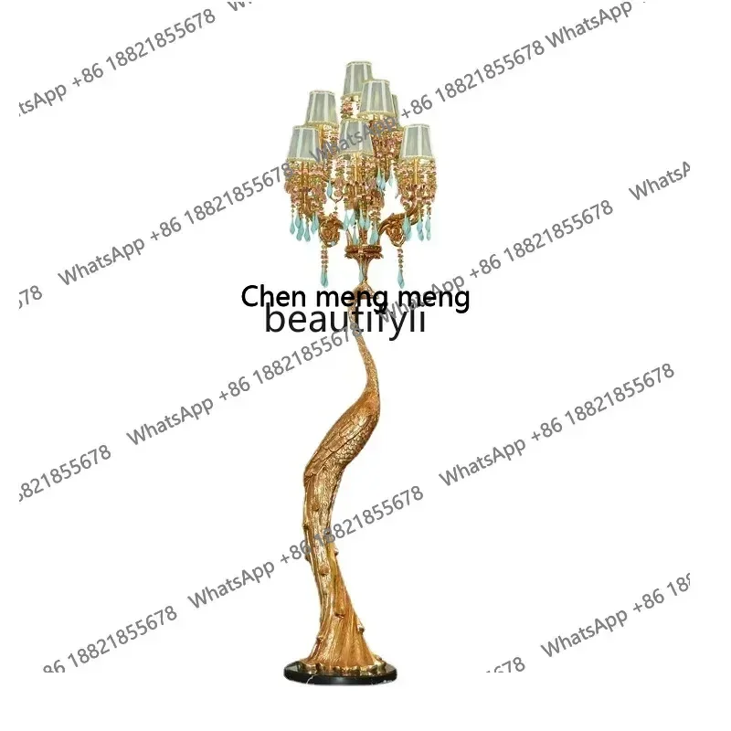 

S7486 ss European Style French Living Room Lighting Retro Green Romantic Decorative Art Brass Floor Lamp