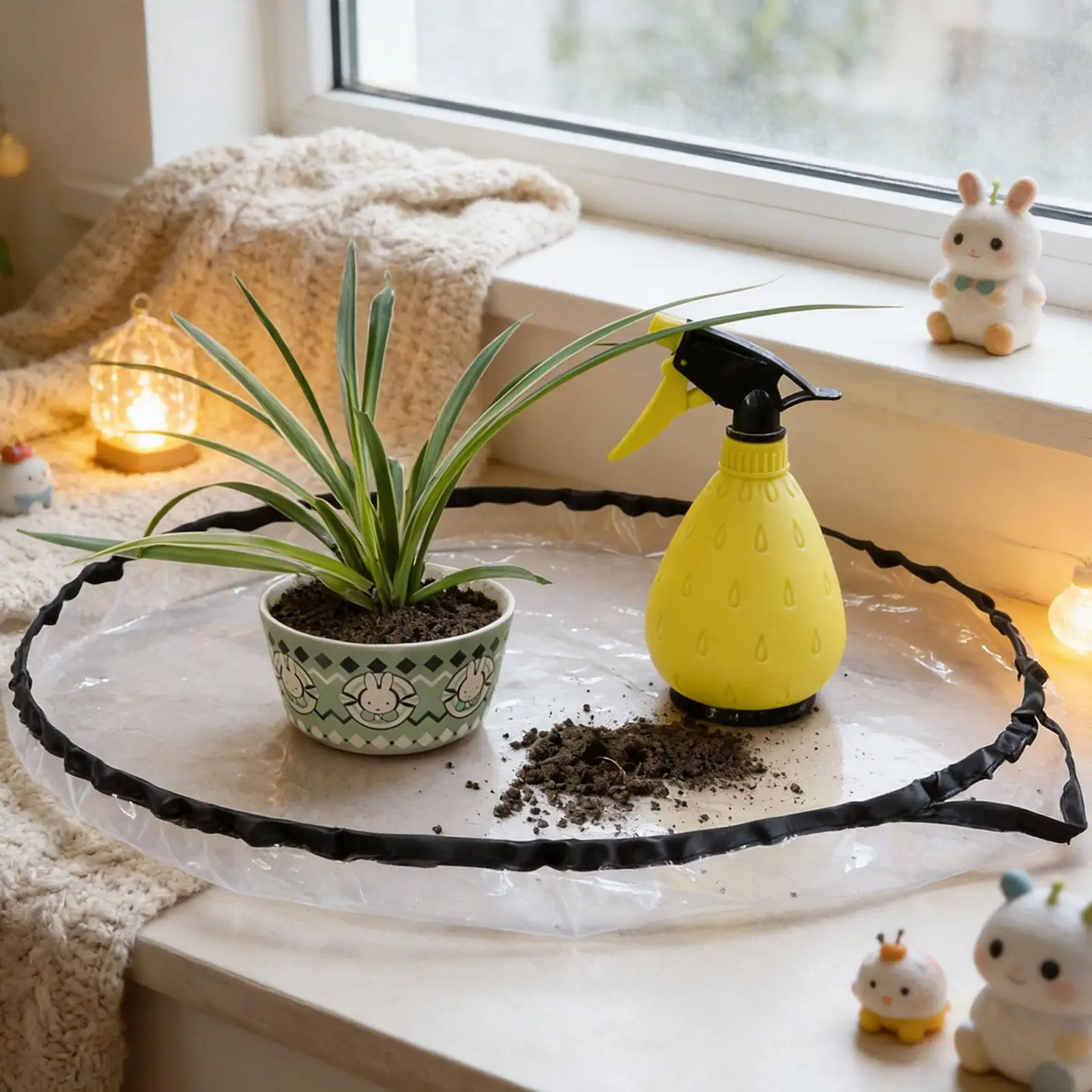 Plant Repotting Mat Gardening Mat Potting Pad Portable Versatile Easy to Clean Round 48cm Transplanting Mat for Potted Plants