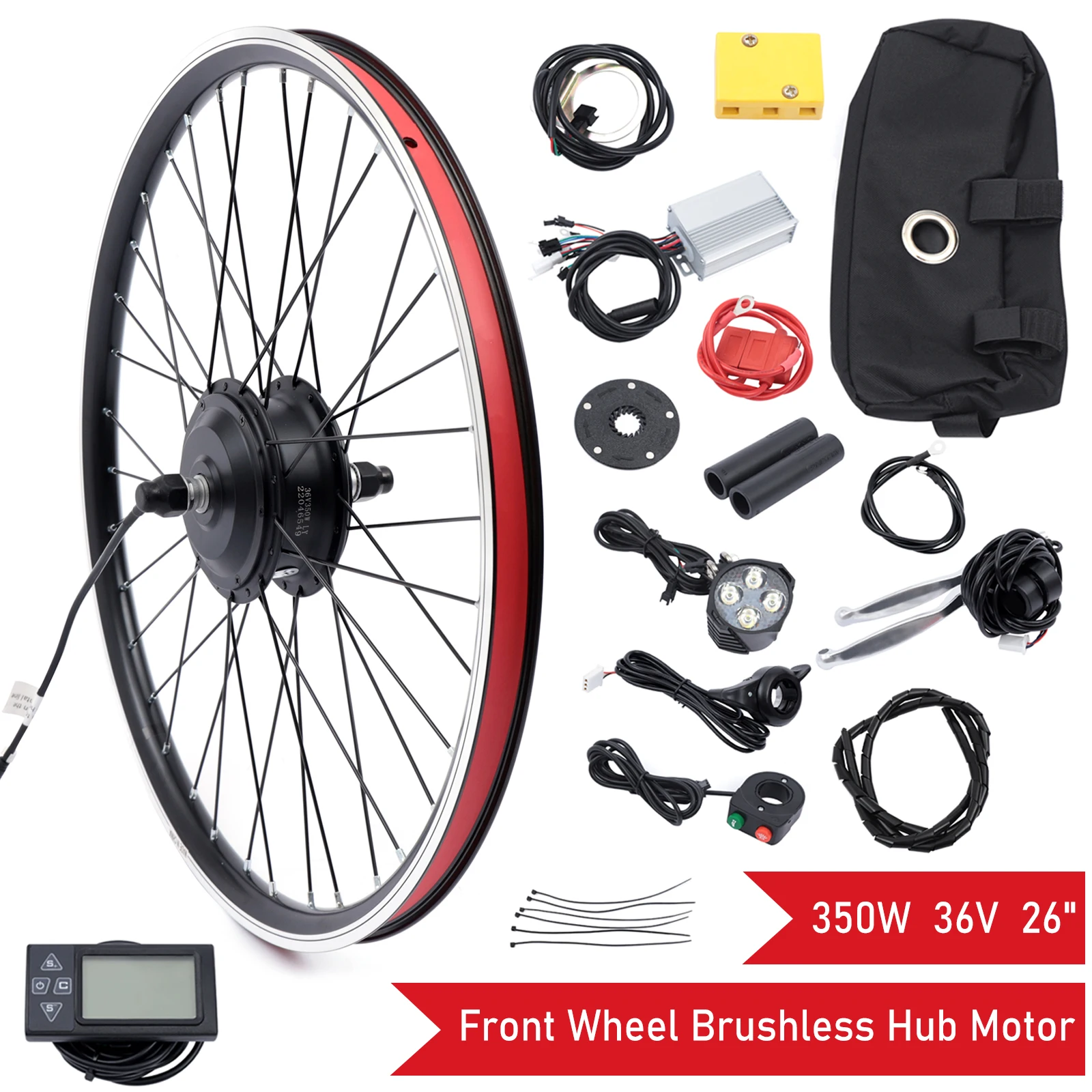 

Electric Bike Conversion Kit with LED Display Controller, Front Wheel Hub, Powerful E-Bike, PAS Brake, 26 ", 36V, 350W