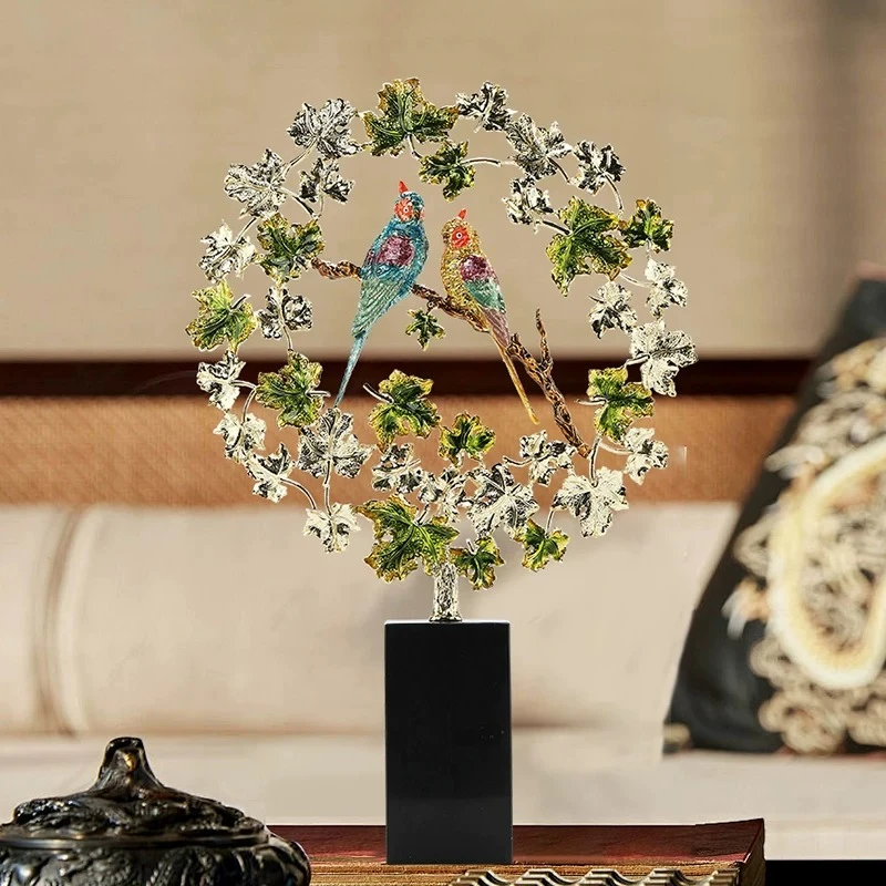 Enamel Craft Sculpture Parrot Shape Animal Figurine Living Room Office Desktop Wine Rack Decor Modern Home Decor Statue Gift