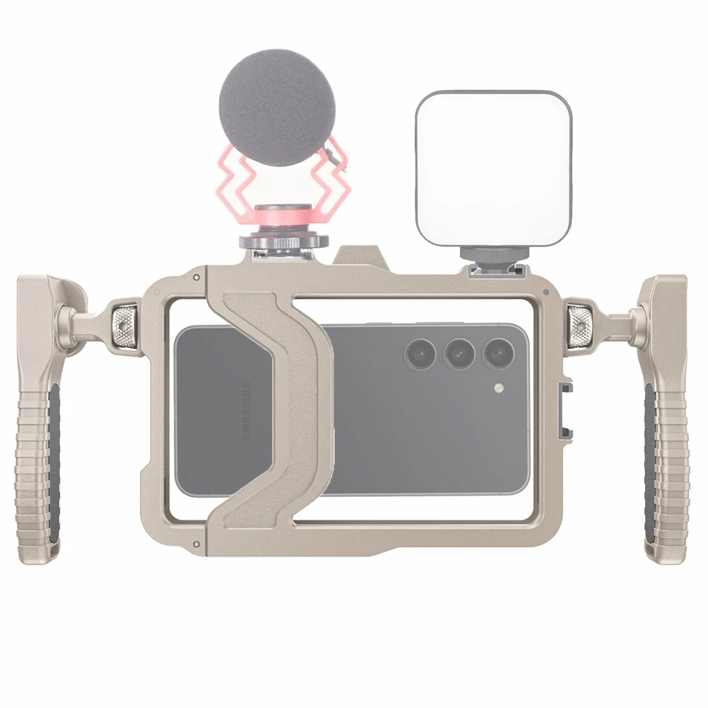 Mcoplus Dual Handle Stabilizer Phone Cage Video Rig Kit for iPhone 16 15 14 13 12 11 Pro Max XS Max X 8 plus OnePlus 7 Pro Samsu
