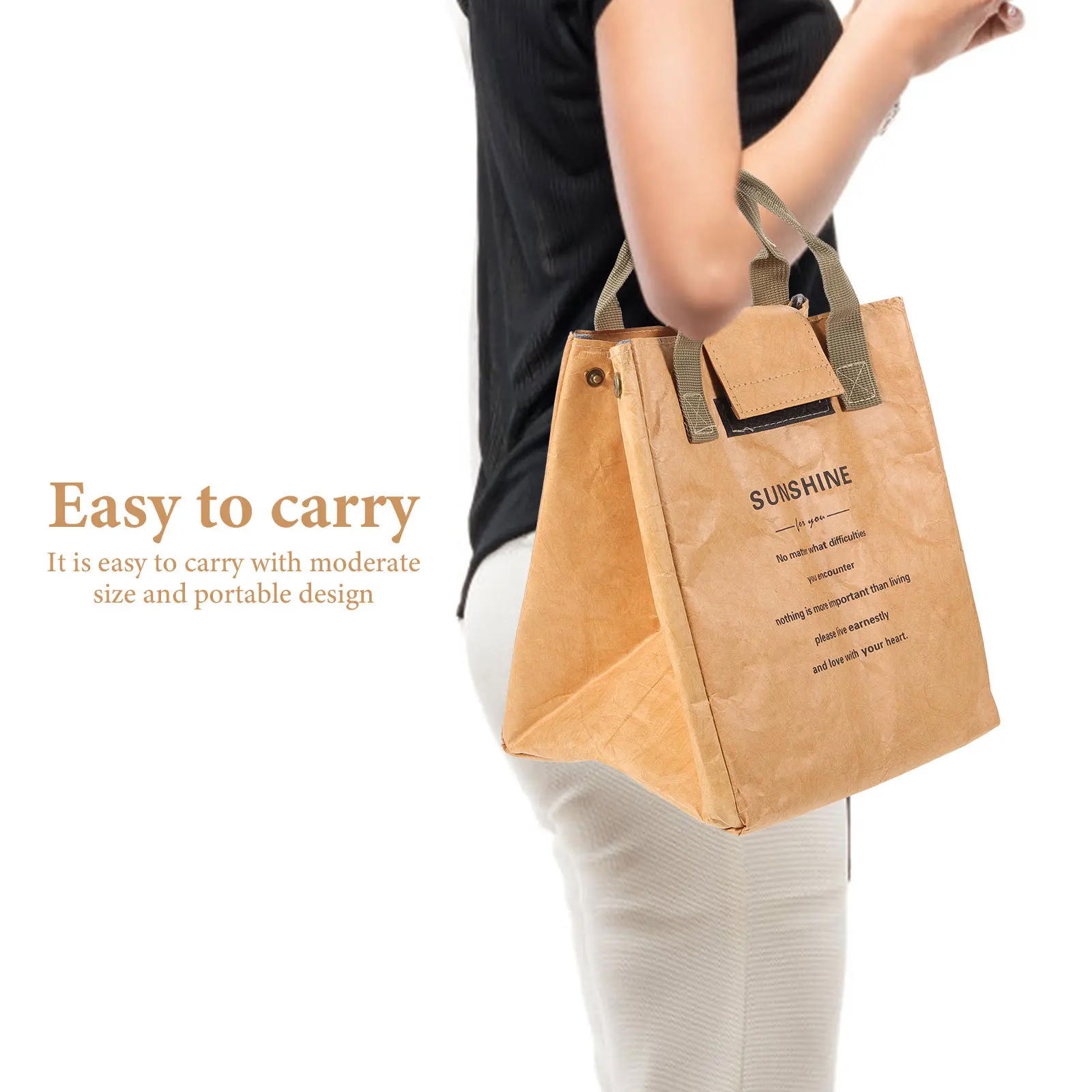 Bolsa de almacenamiento Bento, bolsa aislante para caja de comida y almuerzo, Material de papel Kraft reutilizable, portátil, soporte para lonchera de todos los estilos para el hogar