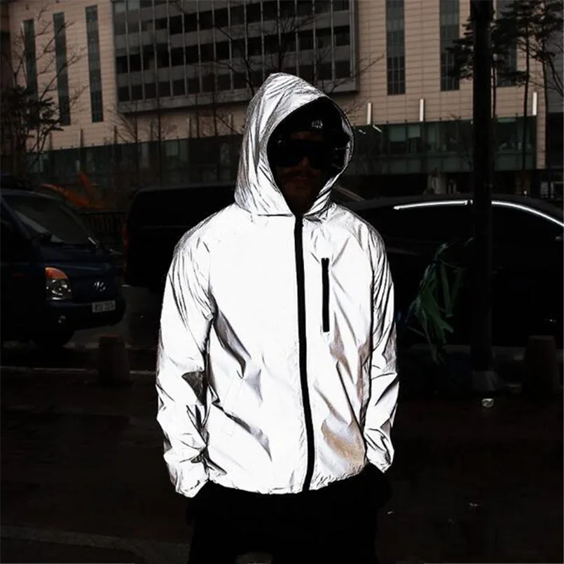 Hooded Reflective Jacket Men Spring Waterproof Windbreaker For Boy Male Hiphop Mens Varsity Coats Plus Size 2026 4XL 5XL Z1A1