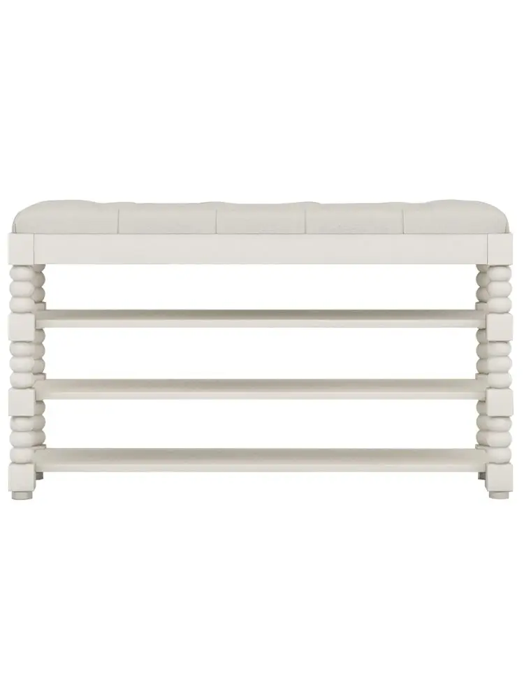 

Cream wind solid wood shoe stool household porch multifunctional shoe cabinet light luxury and large capacity