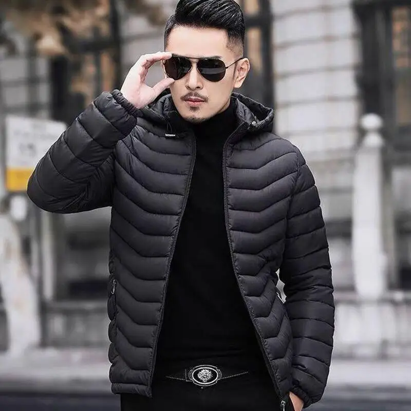 

Lightweight Short Cotton Jacket for Men Quilted Warm Fleece Outer Youth Fashion Outdoor Wear Ultra Thin Dad Winter Coat