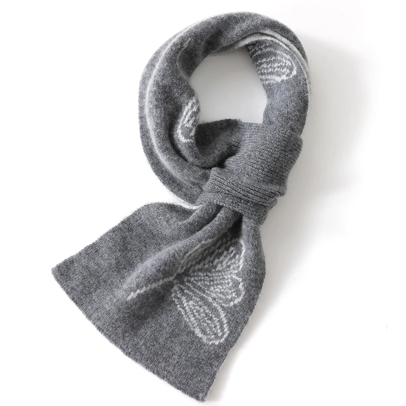 

High quality Winter New Pure Cashmere Jacquard Scarf Outdoor Warm Cashmere Perforated Women's Knitted Fashion Scarf70*18