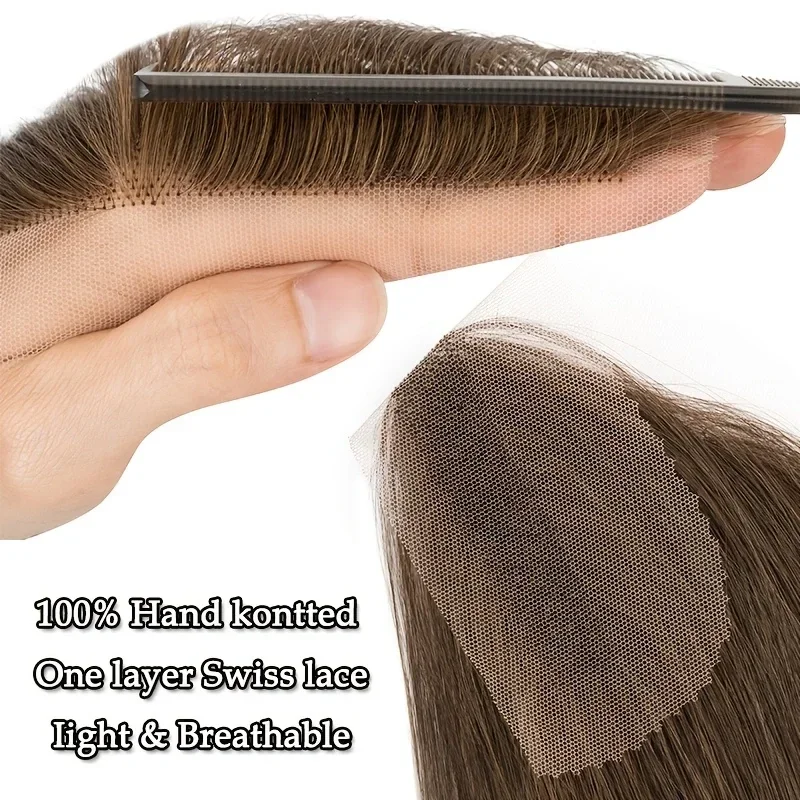 PROKYVITY 10-Inch Hairline Lace Hair Toppers Hand-Knotted Natural Human Hair Invisible Hair Patch Extensions for Hair Loss