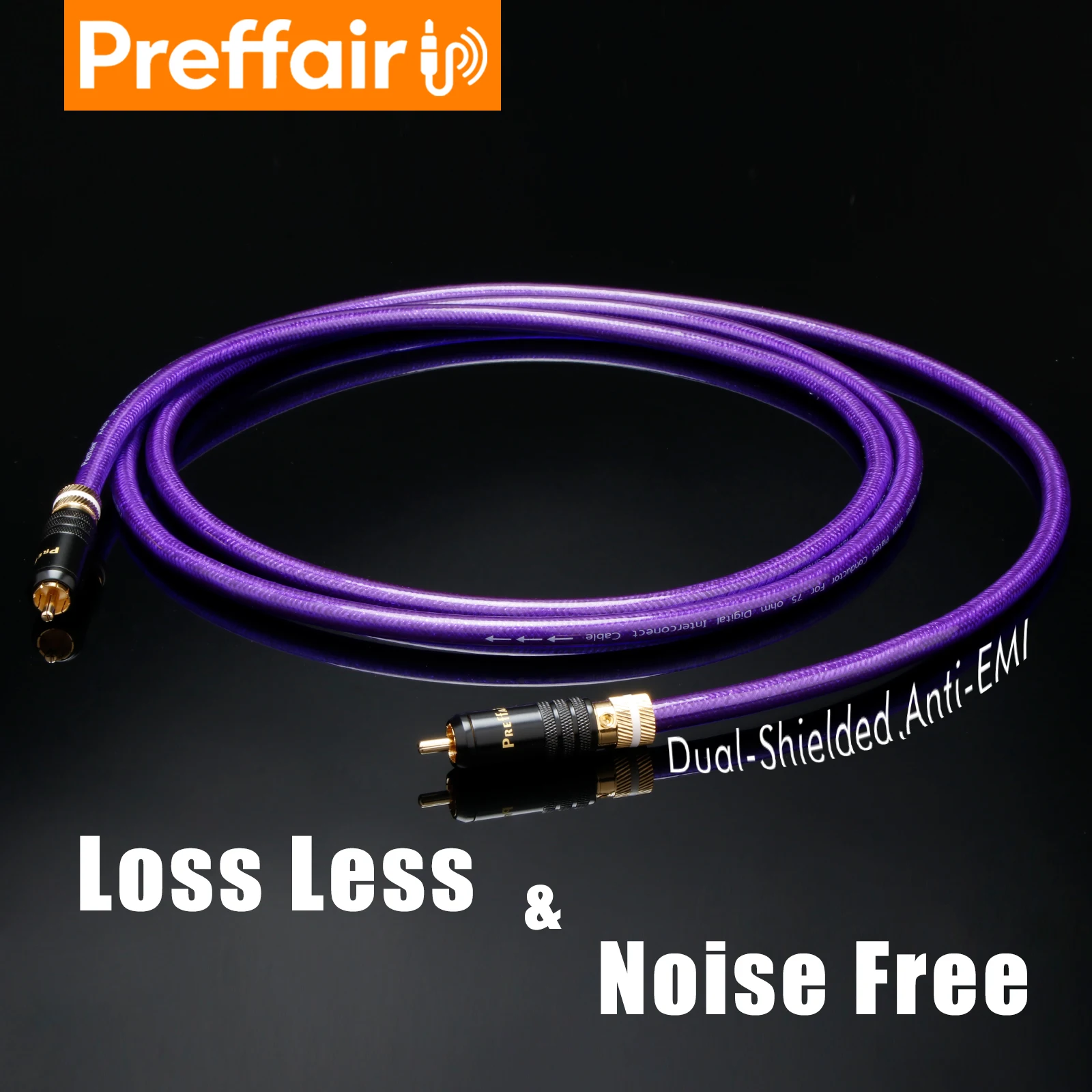 Preffair HiFi Silver Plated 75Ohm Digital Coaxial DAC Cable Home Theater TV Amplifier Decoder RCA Cable