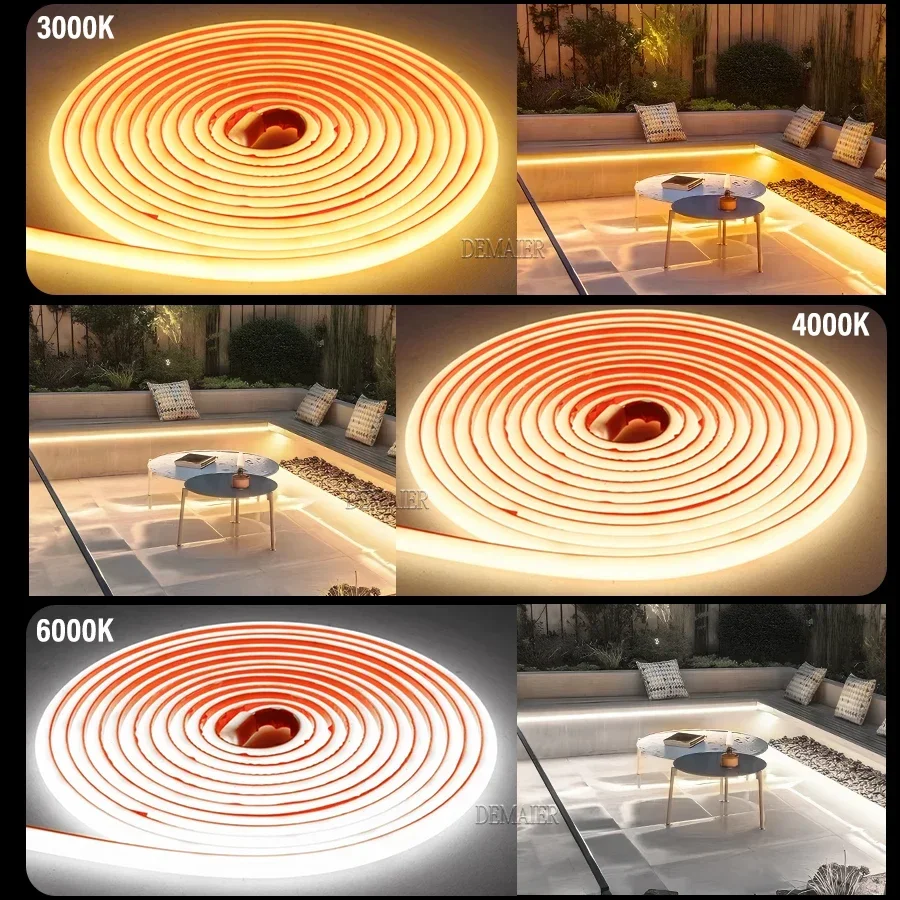 led Strip Brightness Waterproof COB LED Strip 220V Flexible Ribbon for Room Bedroom360 LEDS/m Kitchen Outdoor Garden Lighting