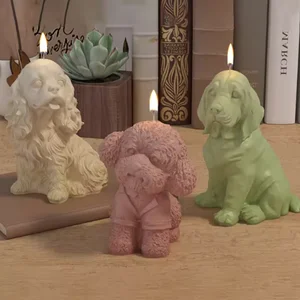 DIY Anjing Lilin Cetakan Silikon Lucu 3D Hewan Aromaterapi Lilin Resin Cetakan Membuat Hadiah Lucu Dekorasi Meja 6 cetakan serigala penjualan terbaik - №