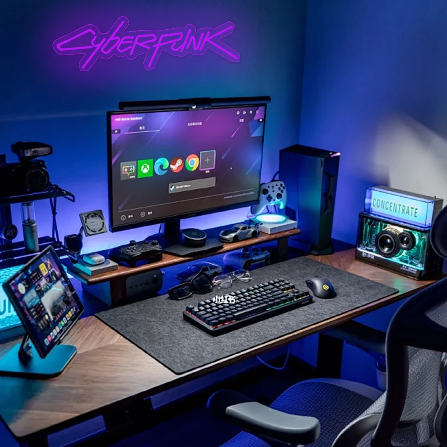 لافتة نيون لـ Cyberpunk Edge Runner لديكور منطقة الألعاب، أضواء LED لغرفة الألعاب على شكل كهف الرجل وبار الإنترنت أو ديكور غرفة النوم
