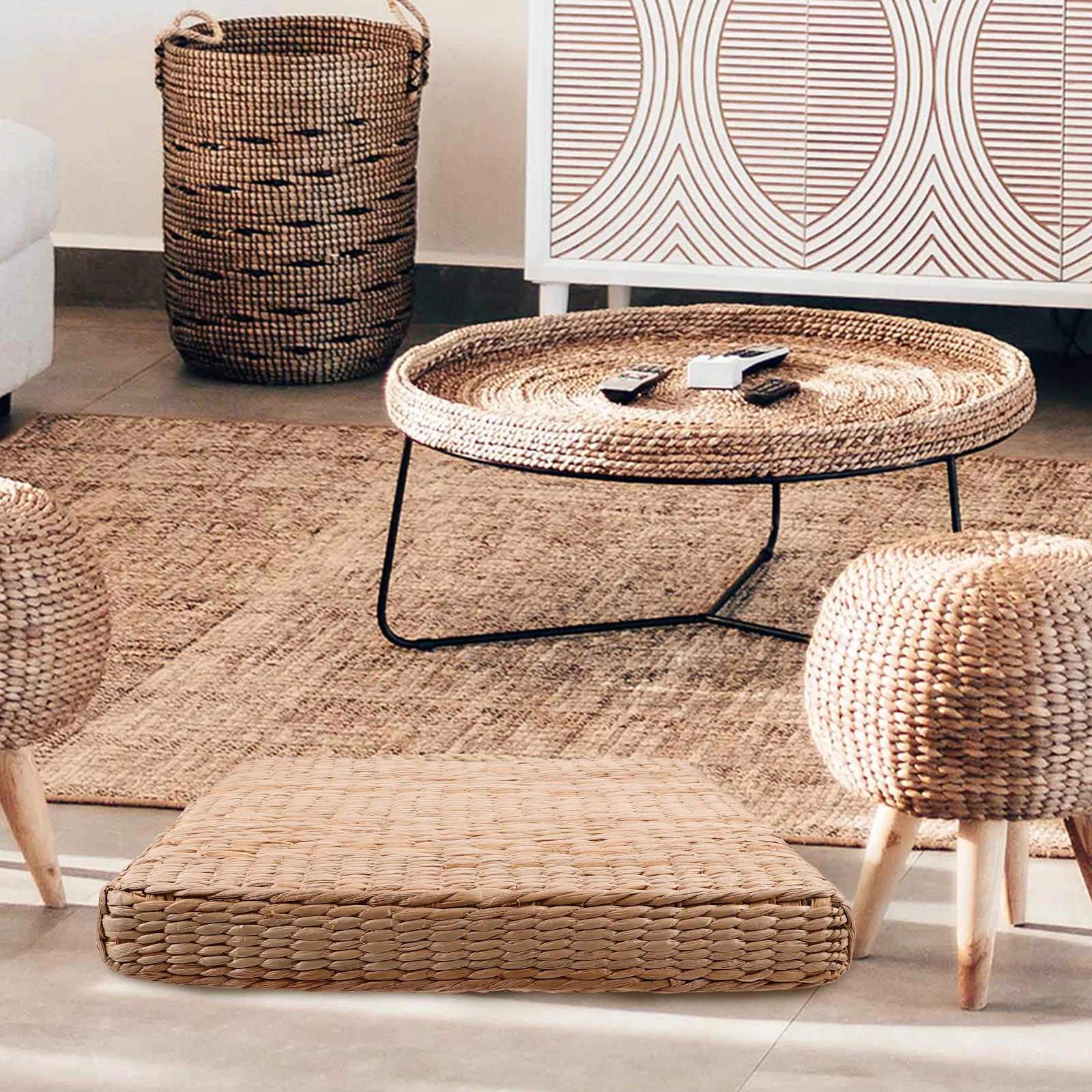

Straw Woven Floor Cushion Handmade Breathable Comfortable Meditation Sitting Mat Yoga Floor Pillow for Bedroom Office