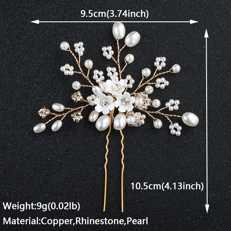 Pearl Flower Hair Pins Forks Clips for Women Crystal Hairpins Bridal Wedding Hair Accessories  Bride Headpiece Bridesmaid Gift