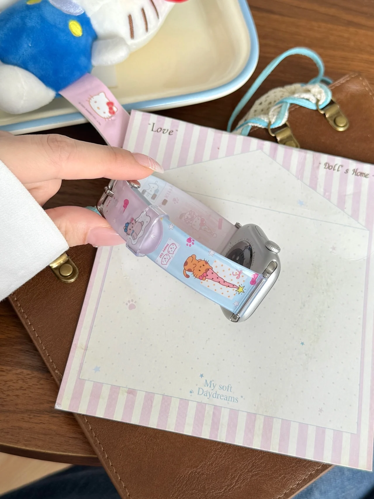 Transparent Printed Strap For Hello Kitty Apple Watch Ultra SE 11 10 9 8 7 Fits 38/41/45/49mm Sweet Replacement Wristband view 5