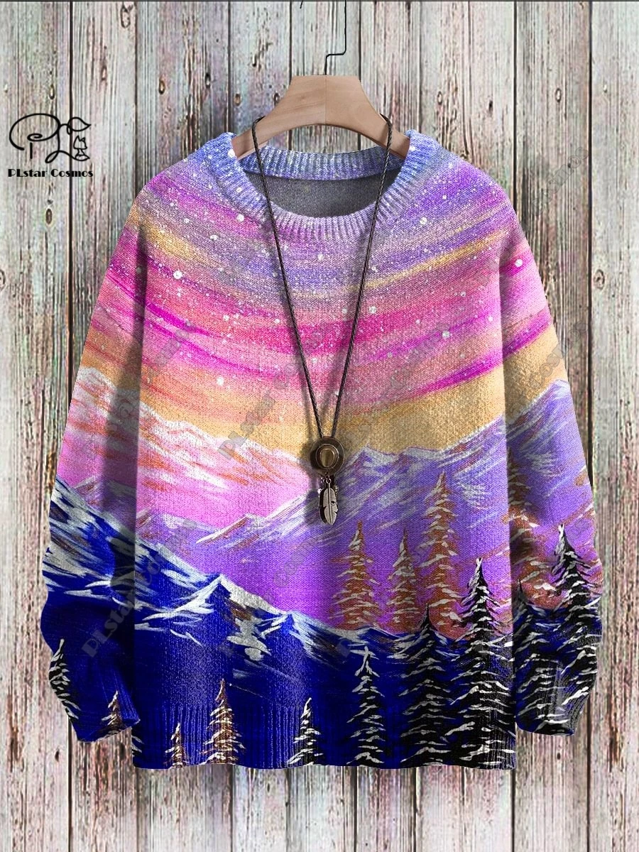 Gloednieuwe 3D-geprinte retro kleurrijke kunstprint authentieke lelijke trui winter casual unisex trui F-8