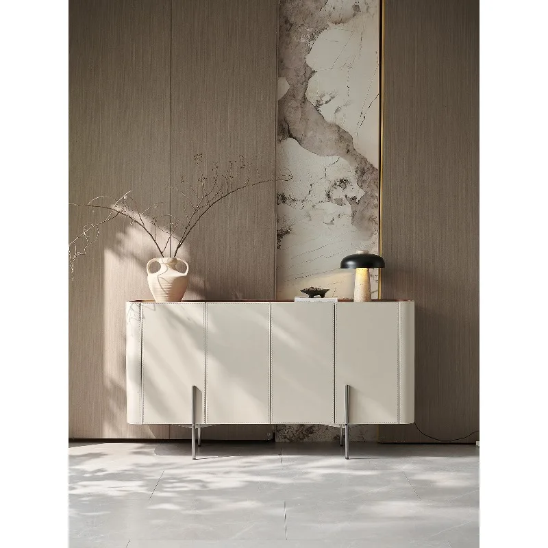 Y Light Luxury Saddle Leather Dining Side Wall-Mounted Integrated Entrance Hall Partition Cabinet