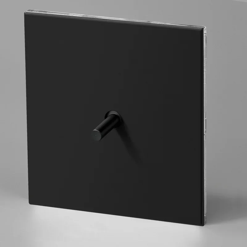 1-4 Gang 2 Way Copper Toggle Switch Modern Matte Black Stainless Steel Panel Household Wall Light Momentary Switch
