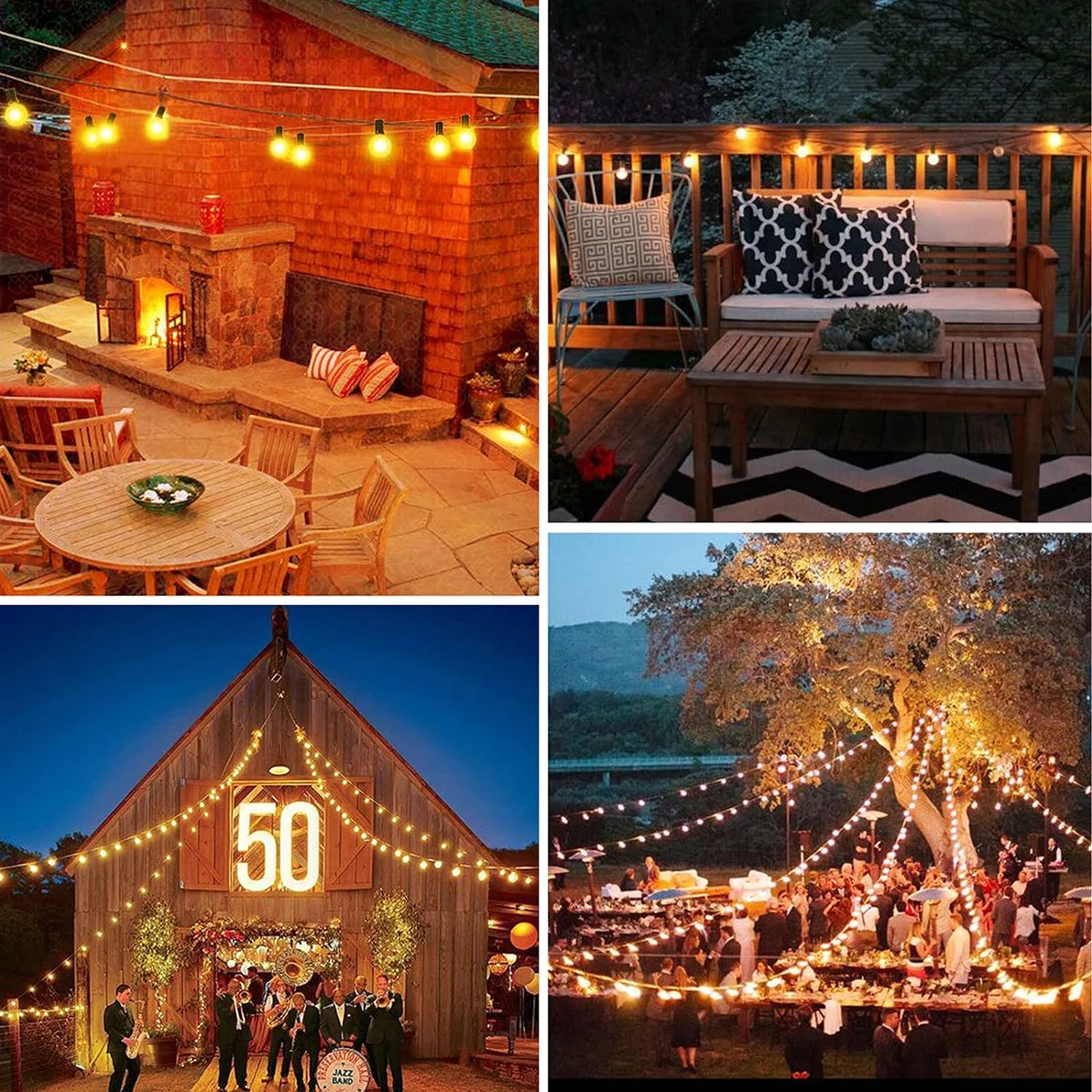 Imagem -05 - Outdoor Led Festoon Fairy String Lights Lâmpadas Guirlanda Pátio Jardim Casamento Terraço Camping Festa Decoração Lâmpadas Regulável G40