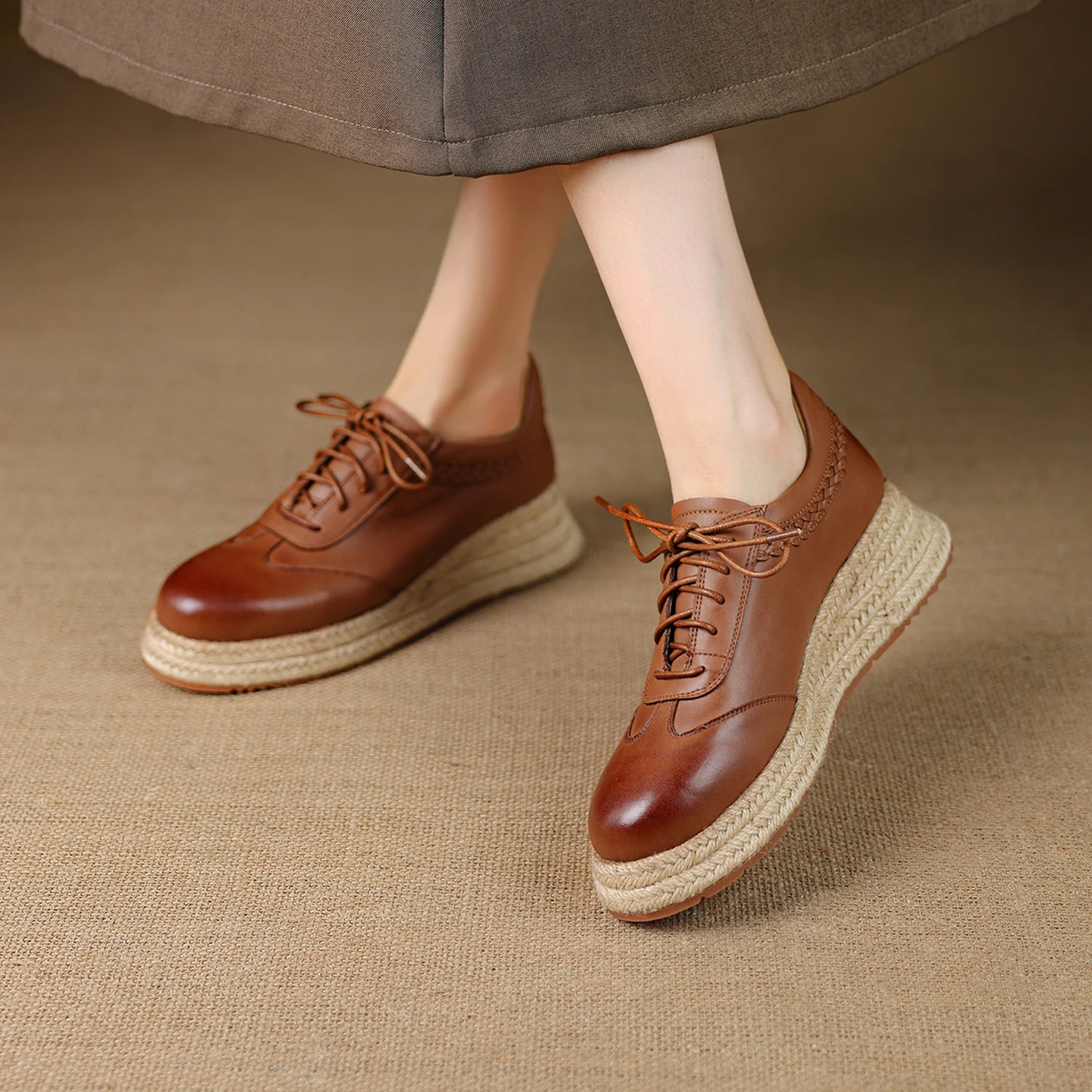 EAGSITY 암소 가죽 브라운 옥스포드 신발 스타일  - Wedge Espadrille Women 리뷰 및 가격